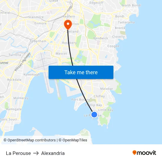 La Perouse to Alexandria map