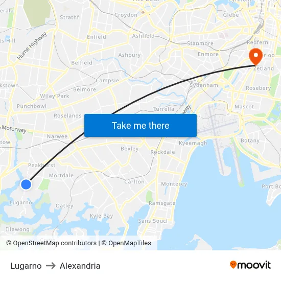 Lugarno to Alexandria map