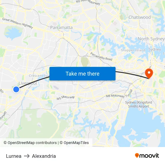 Lurnea to Alexandria map