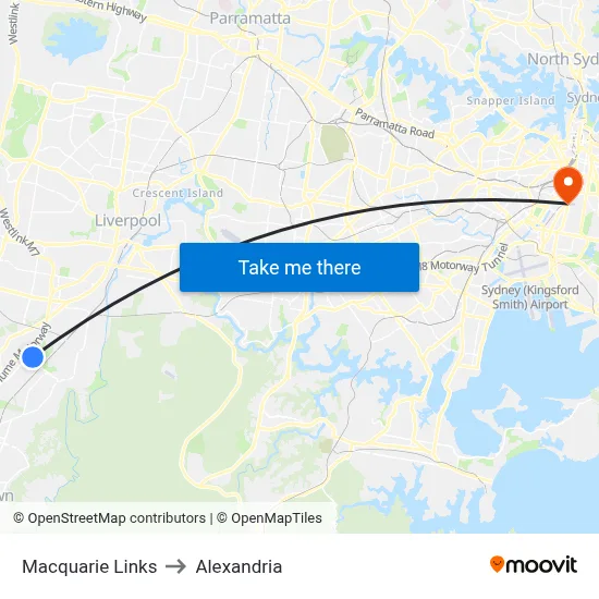 Macquarie Links to Alexandria map