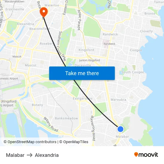 Malabar to Alexandria map