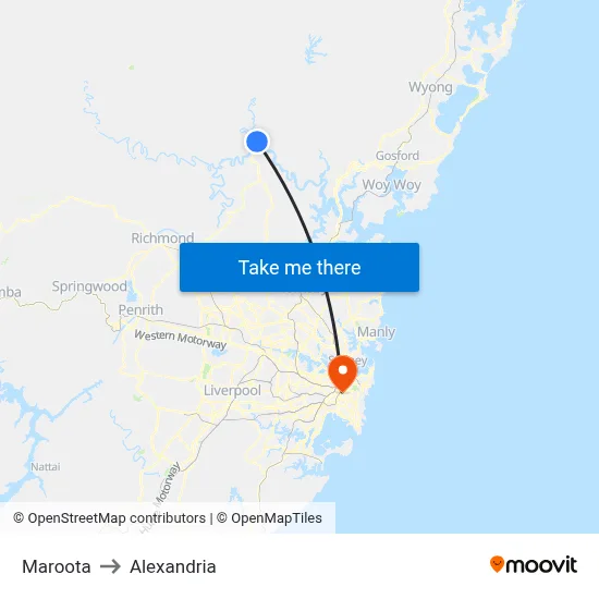 Maroota to Alexandria map