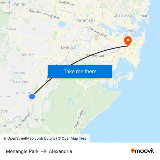 Menangle Park to Alexandria map