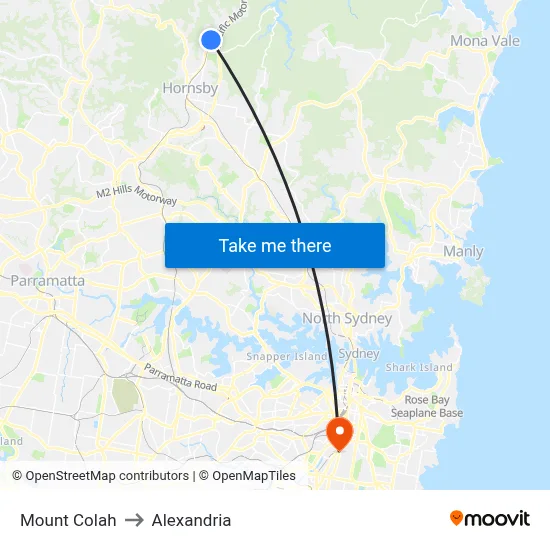 Mount Colah to Alexandria map