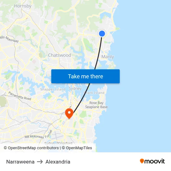 Narraweena to Alexandria map