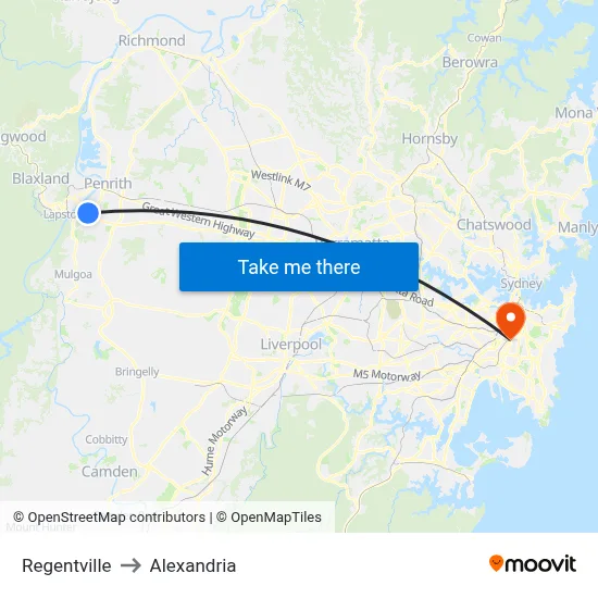 Regentville to Alexandria map