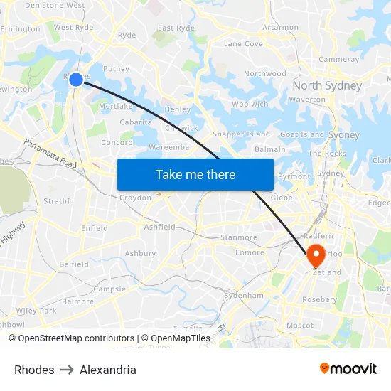Rhodes to Alexandria map