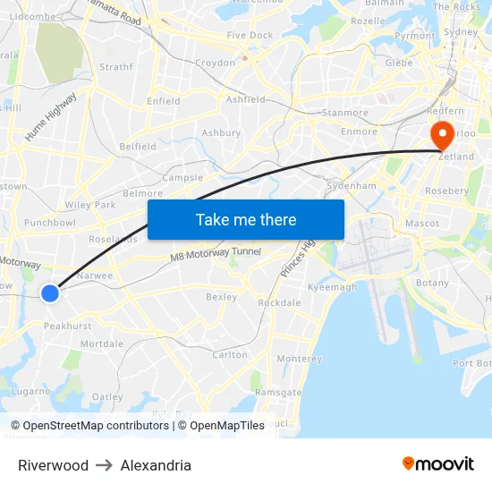 Riverwood to Alexandria map