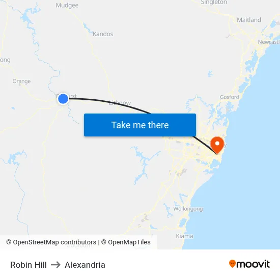 Robin Hill to Alexandria map