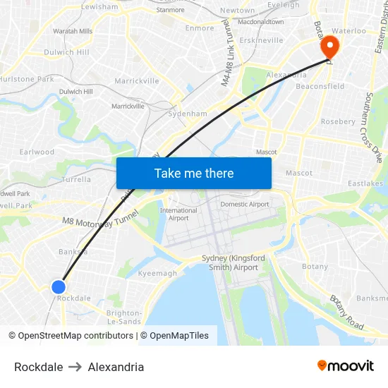 Rockdale to Alexandria map
