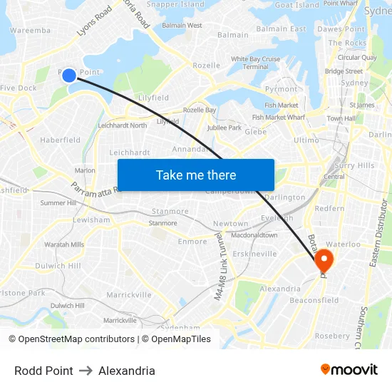 Rodd Point to Alexandria map