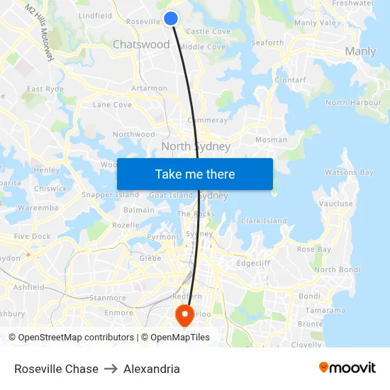 Roseville Chase to Alexandria map