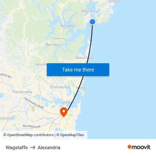 Wagstaffe to Alexandria map