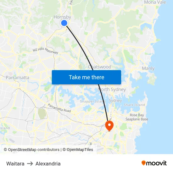 Waitara to Alexandria map