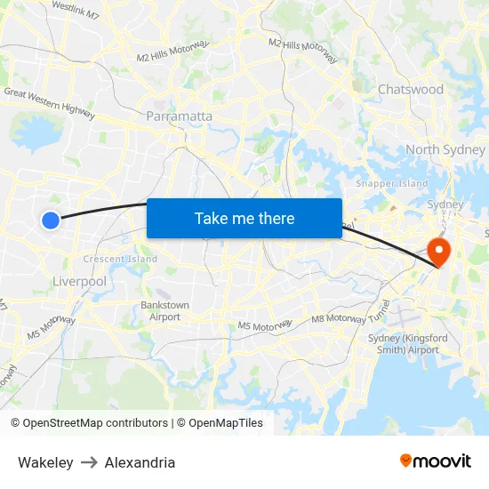 Wakeley to Alexandria map
