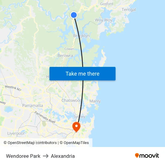Wendoree Park to Alexandria map