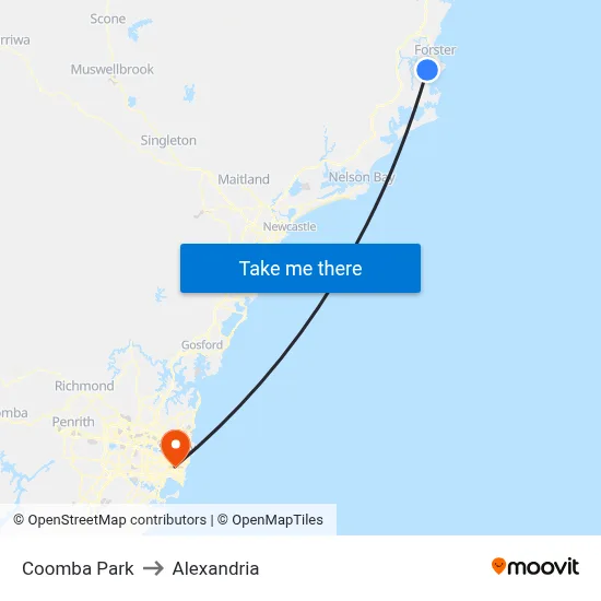 Coomba Park to Alexandria map