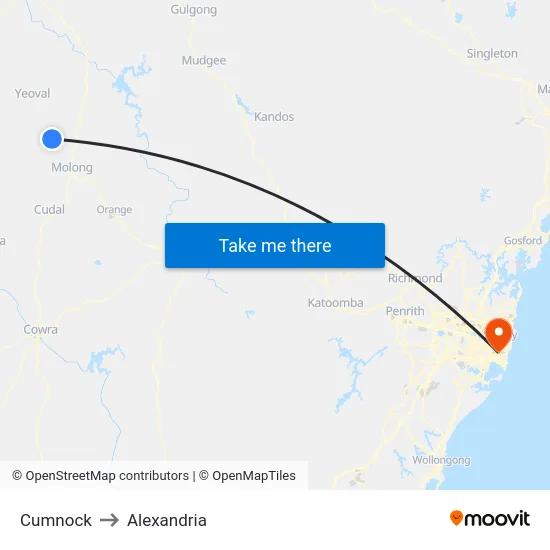 Cumnock to Alexandria map