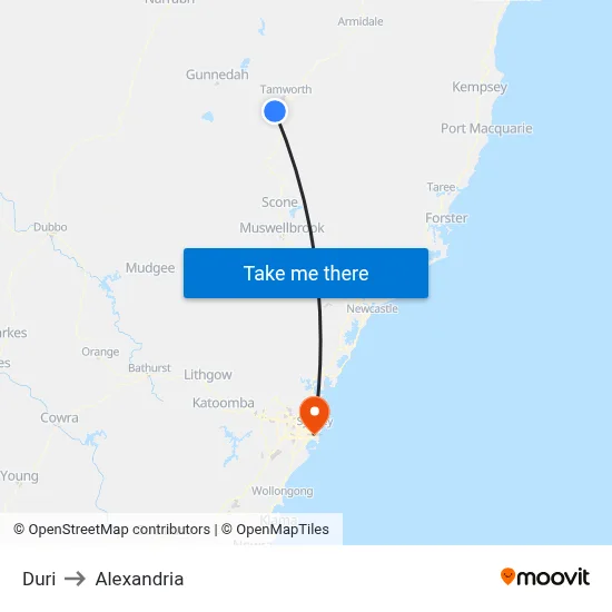 Duri to Alexandria map