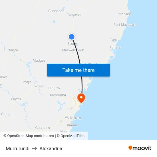 Murrurundi to Alexandria map