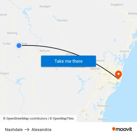 Nashdale to Alexandria map