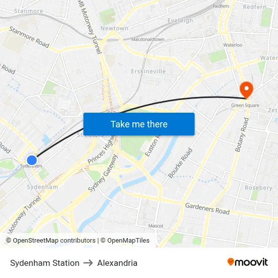 Sydenham Station to Alexandria map