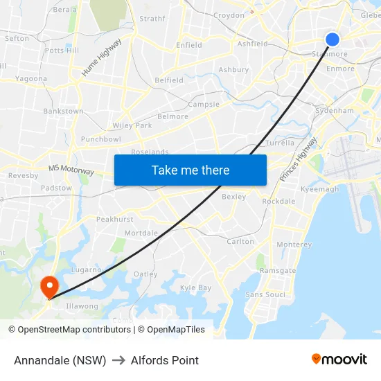 Annandale (NSW) to Alfords Point map