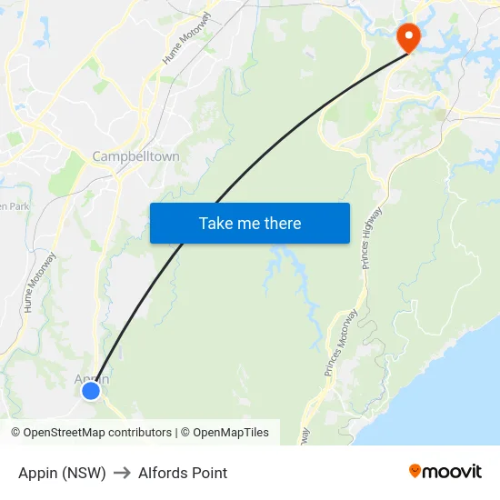Appin (NSW) to Alfords Point map