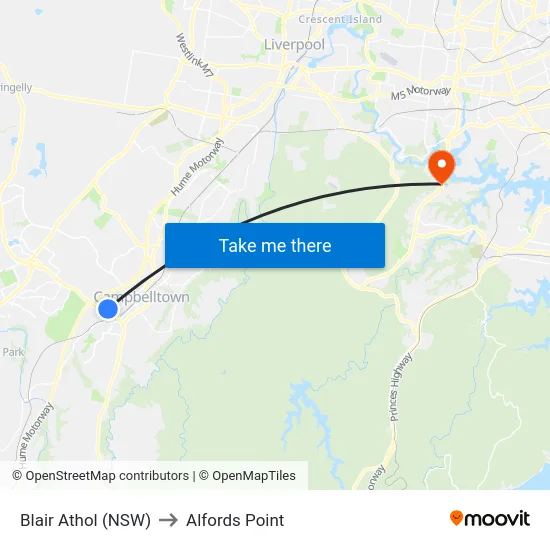 Blair Athol (NSW) to Alfords Point map