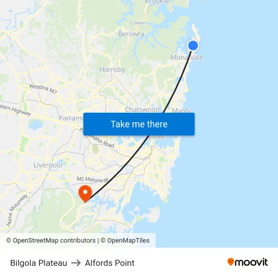 Bilgola Plateau to Alfords Point map