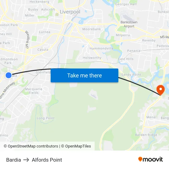 Bardia to Alfords Point map
