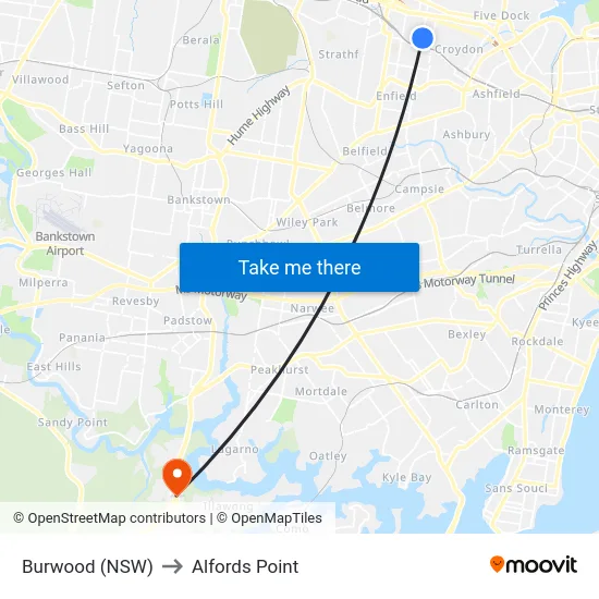 Burwood (NSW) to Alfords Point map