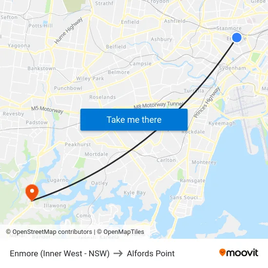 Enmore (Inner West - NSW) to Alfords Point map