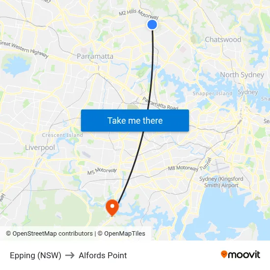 Epping (NSW) to Alfords Point map