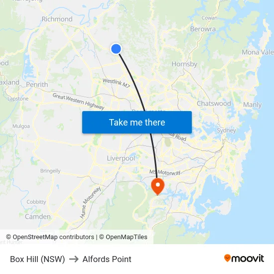 Box Hill (NSW) to Alfords Point map