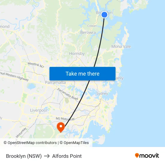 Brooklyn (NSW) to Alfords Point map
