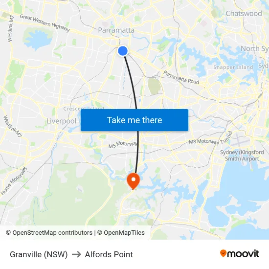 Granville (NSW) to Alfords Point map