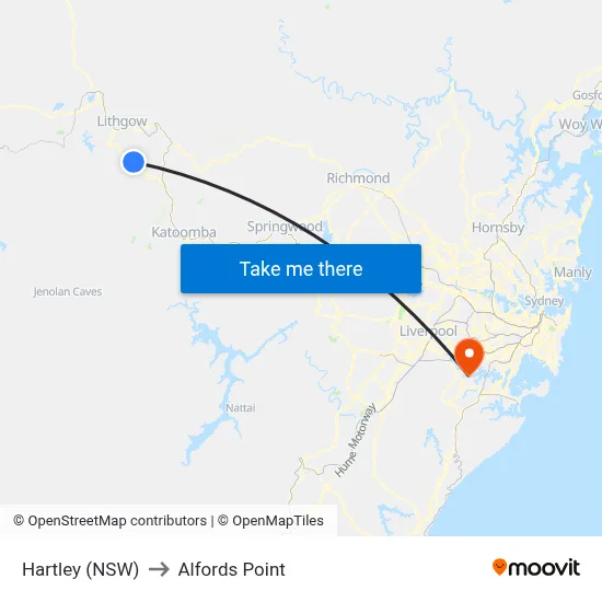 Hartley (NSW) to Alfords Point map