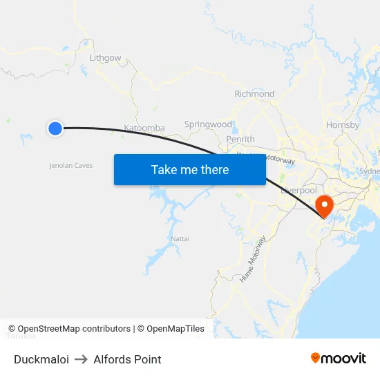 Duckmaloi to Alfords Point map