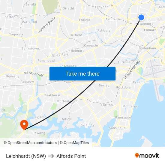 Leichhardt (NSW) to Alfords Point map