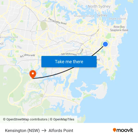 Kensington (NSW) to Alfords Point map