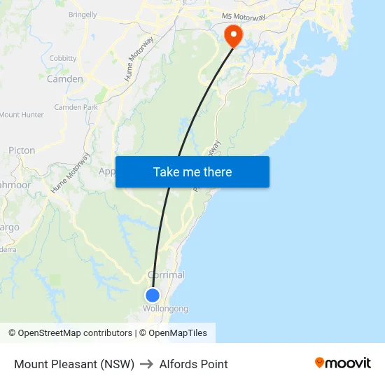 Mount Pleasant (NSW) to Alfords Point map