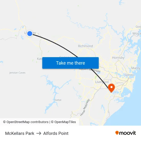 McKellars Park to Alfords Point map
