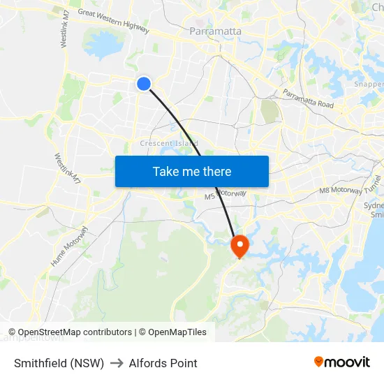 Smithfield (NSW) to Alfords Point map