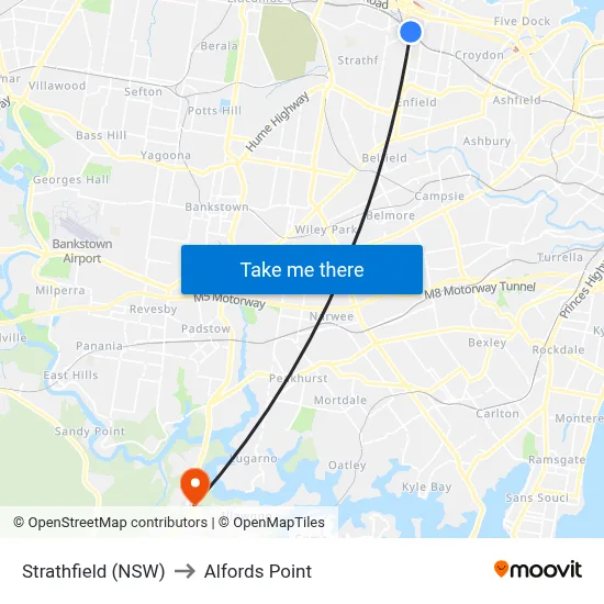 Strathfield (NSW) to Alfords Point map