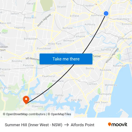 Summer Hill (Inner West - NSW) to Alfords Point map