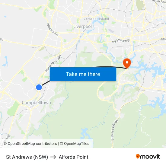 St Andrews (NSW) to Alfords Point map