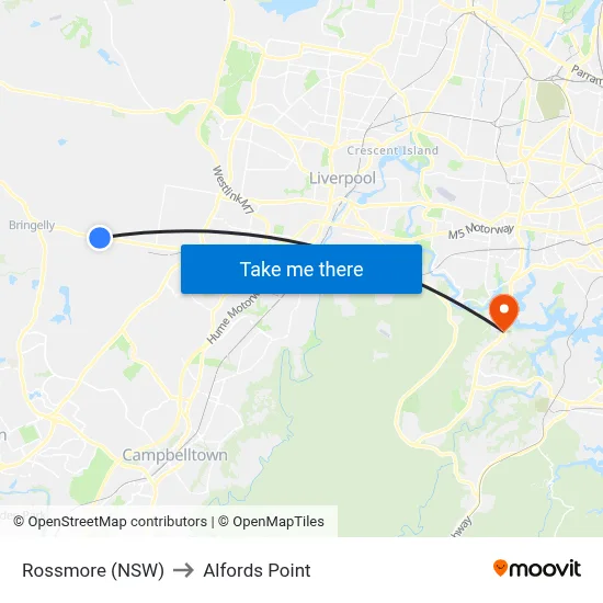 Rossmore (NSW) to Alfords Point map