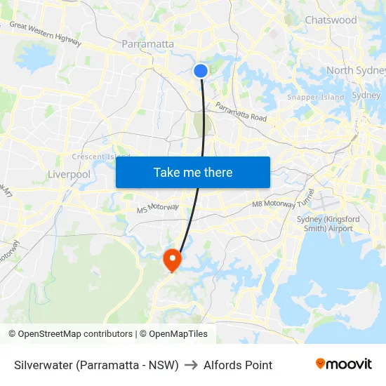 Silverwater (Parramatta - NSW) to Alfords Point map