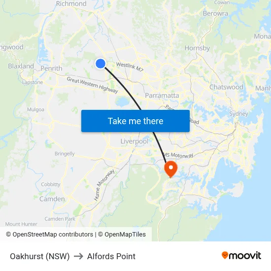 Oakhurst (NSW) to Alfords Point map
